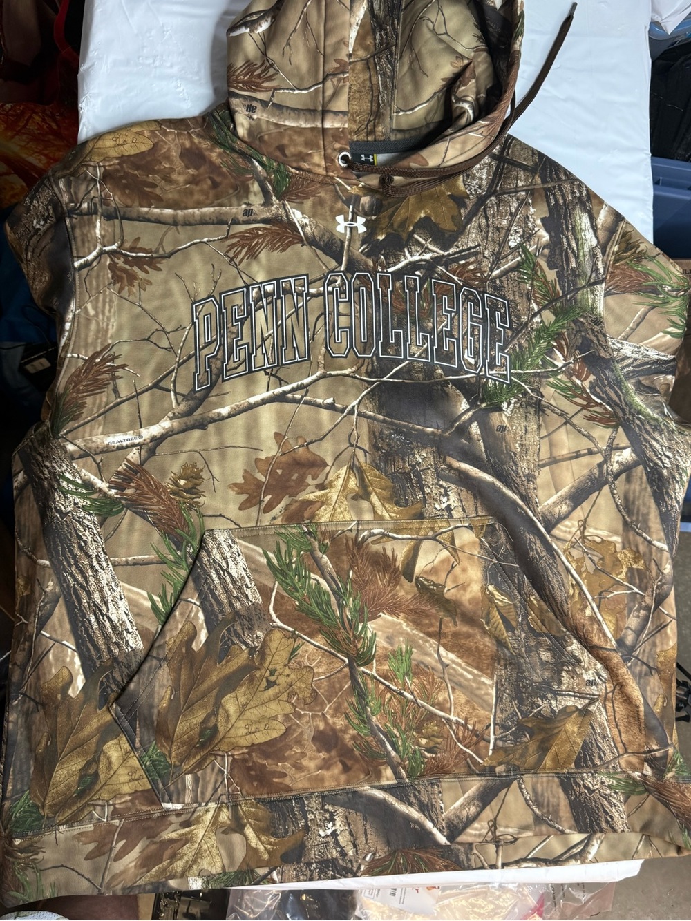 Under Armour Penn College Realtree Camo Hoodie Mens 2XL Loose